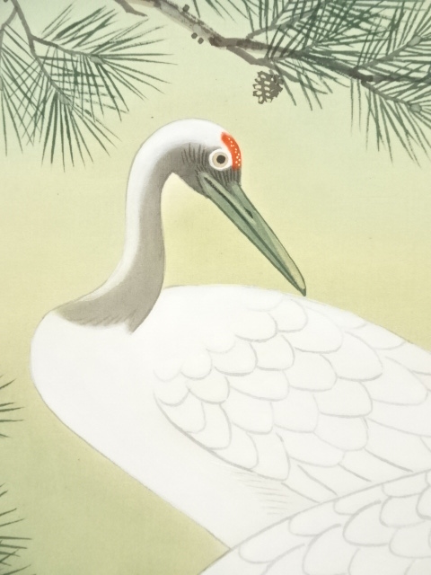 道具 ] - 道具 精一筆 松上双鶴 肉筆絹本掛軸（共箱） | ネット